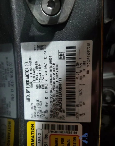 2024 Ford Bronco Sport Big Bend from USA, damaged, VIN 3FMCR9B62RRE88191